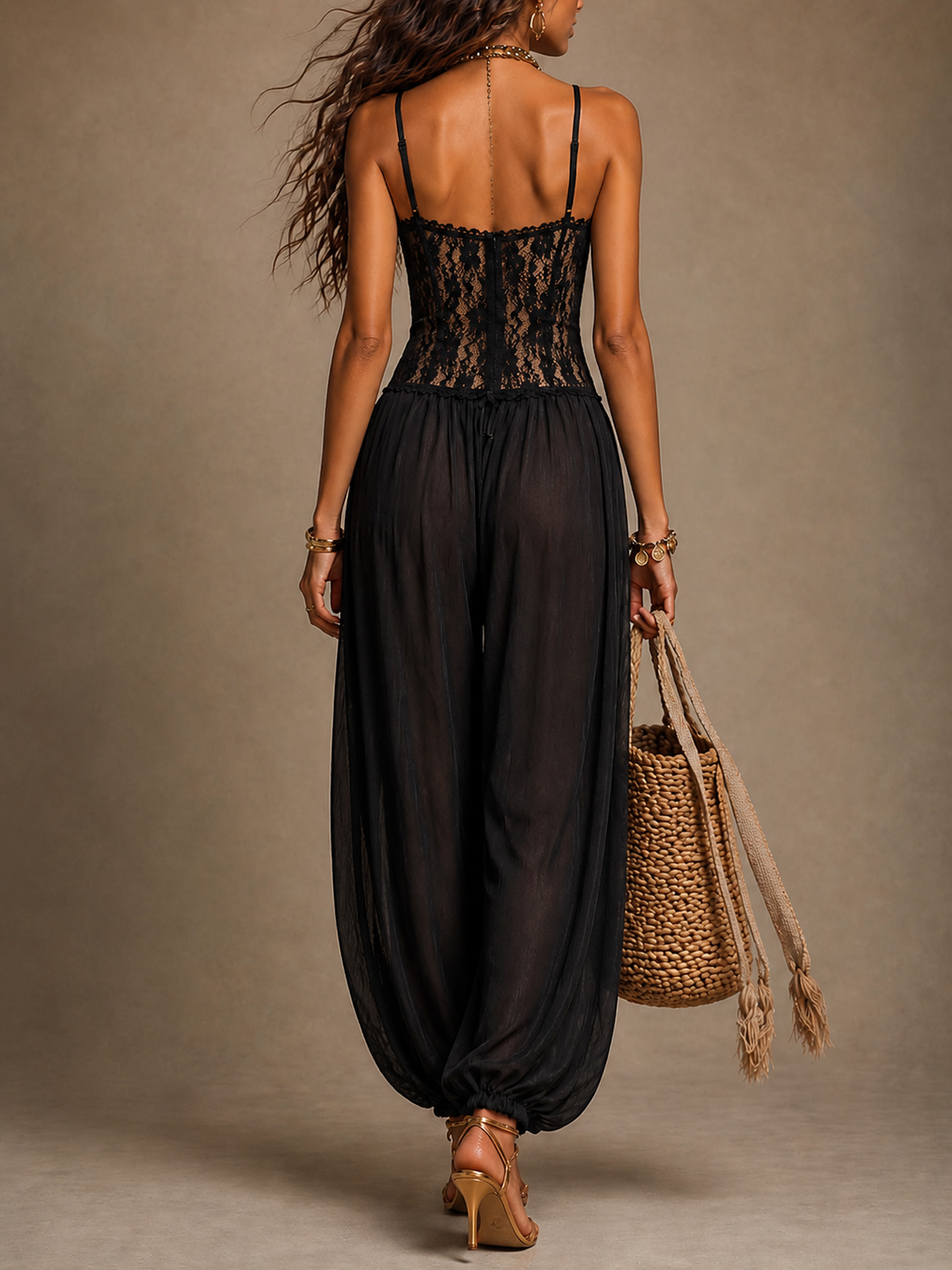 Aurora | Tuta halter in pizzo fluido