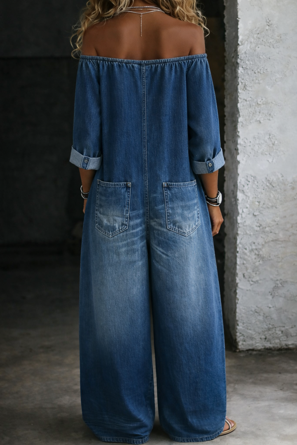 Elena™ | Combinazione denim spalle scoperte