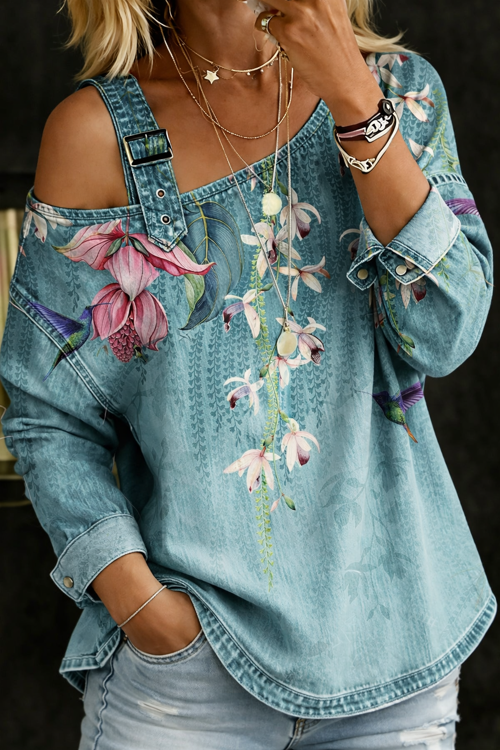 Danielle™ | Top in denim con spalle scoperte