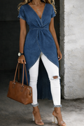 Jessica™ | Tunica a portafoglio in denim col V