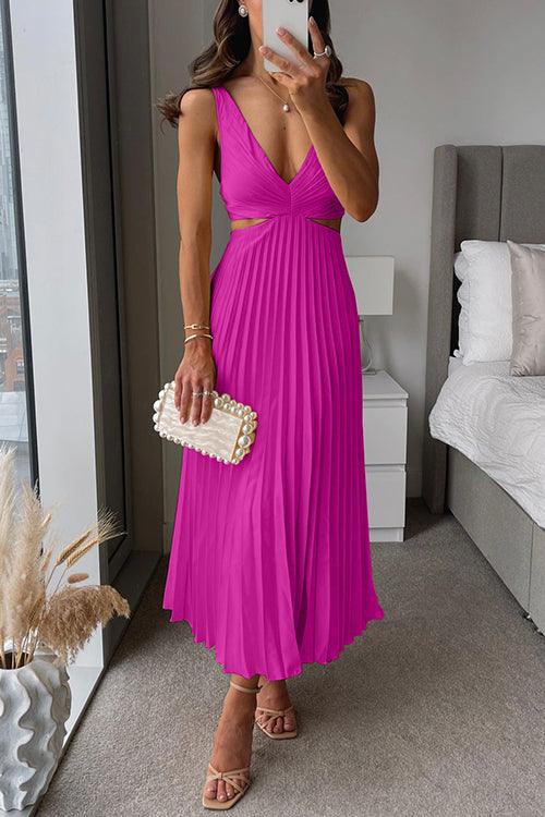 Abito Maxy Senza Maniche con Scollo a V e Vita Scollata