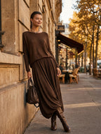 Set gonna e maglione lavorato a maglia con scollo rotondo da donna