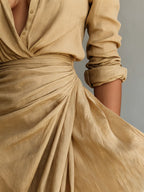 Costanza | Abito maxi con collo revers e cintura, 4 colori