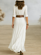 Aurore | Abito Lungo in Lino con Collo Inverso