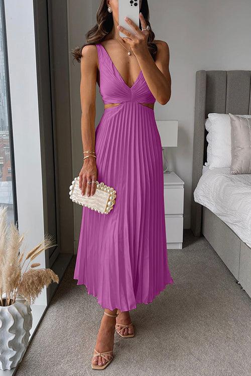 Abito Maxy Senza Maniche con Scollo a V e Vita Scollata