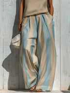 Paola | Completo top senza maniche e pantaloni a righe larghi