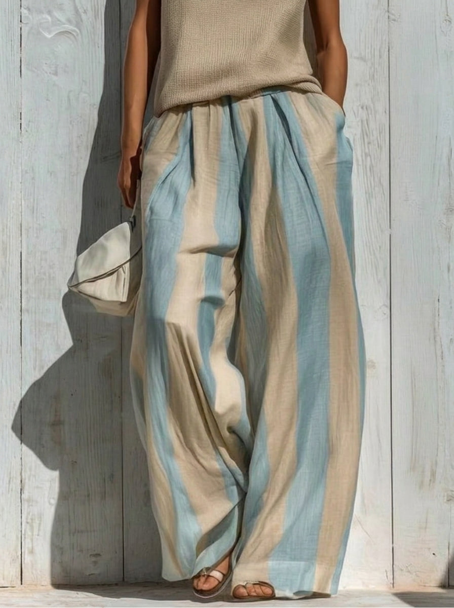 Paola | Completo top senza maniche e pantaloni a righe larghi