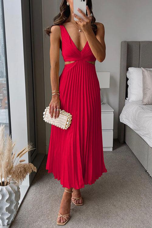 Abito Maxy Senza Maniche con Scollo a V e Vita Scollata