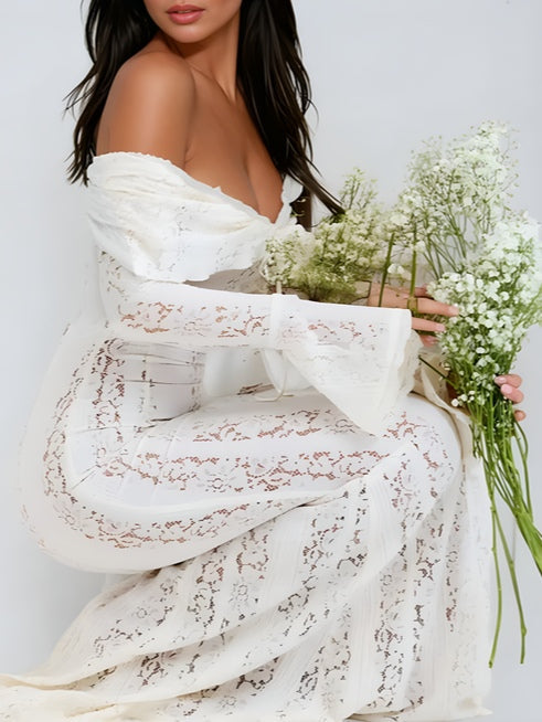Abito Maxi in Pizzo Off-Shoulder