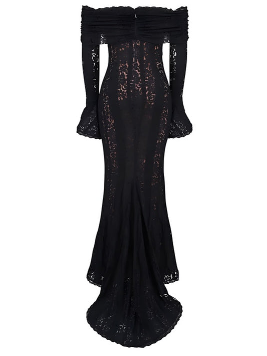 Abito Maxi in Pizzo Off-Shoulder