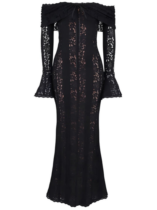 Abito Maxi in Pizzo Off-Shoulder