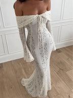 Abito Maxi in Pizzo Off-Shoulder