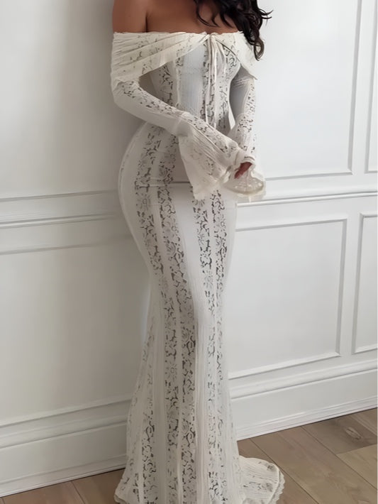 Abito Maxi in Pizzo Off-Shoulder
