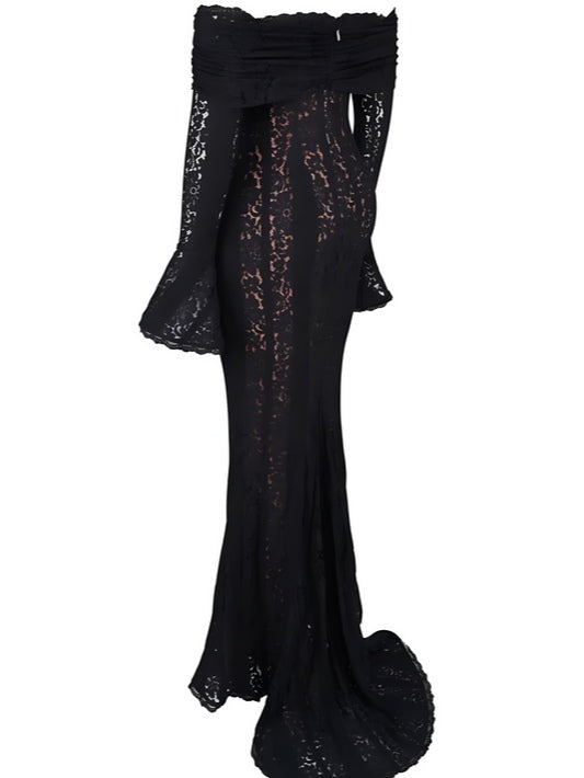 Abito Maxi in Pizzo Off-Shoulder