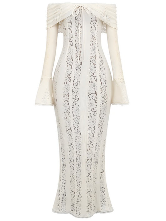 Abito Maxi in Pizzo Off-Shoulder