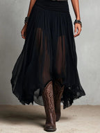 Top senza maniche nero con gonna in tulle, abito maxi (con cintura)