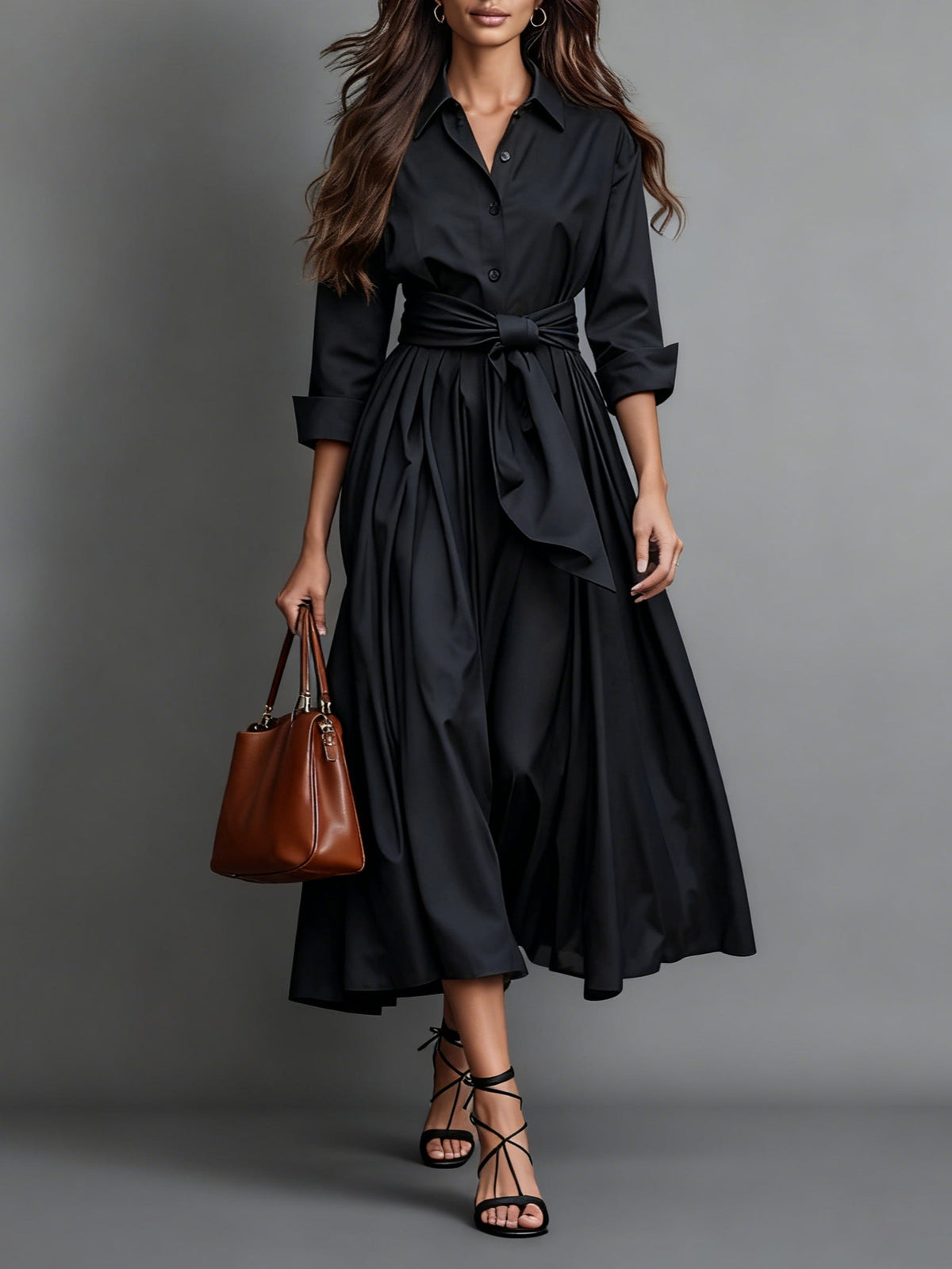 Abito Maxi Camicia Minimalista Classico