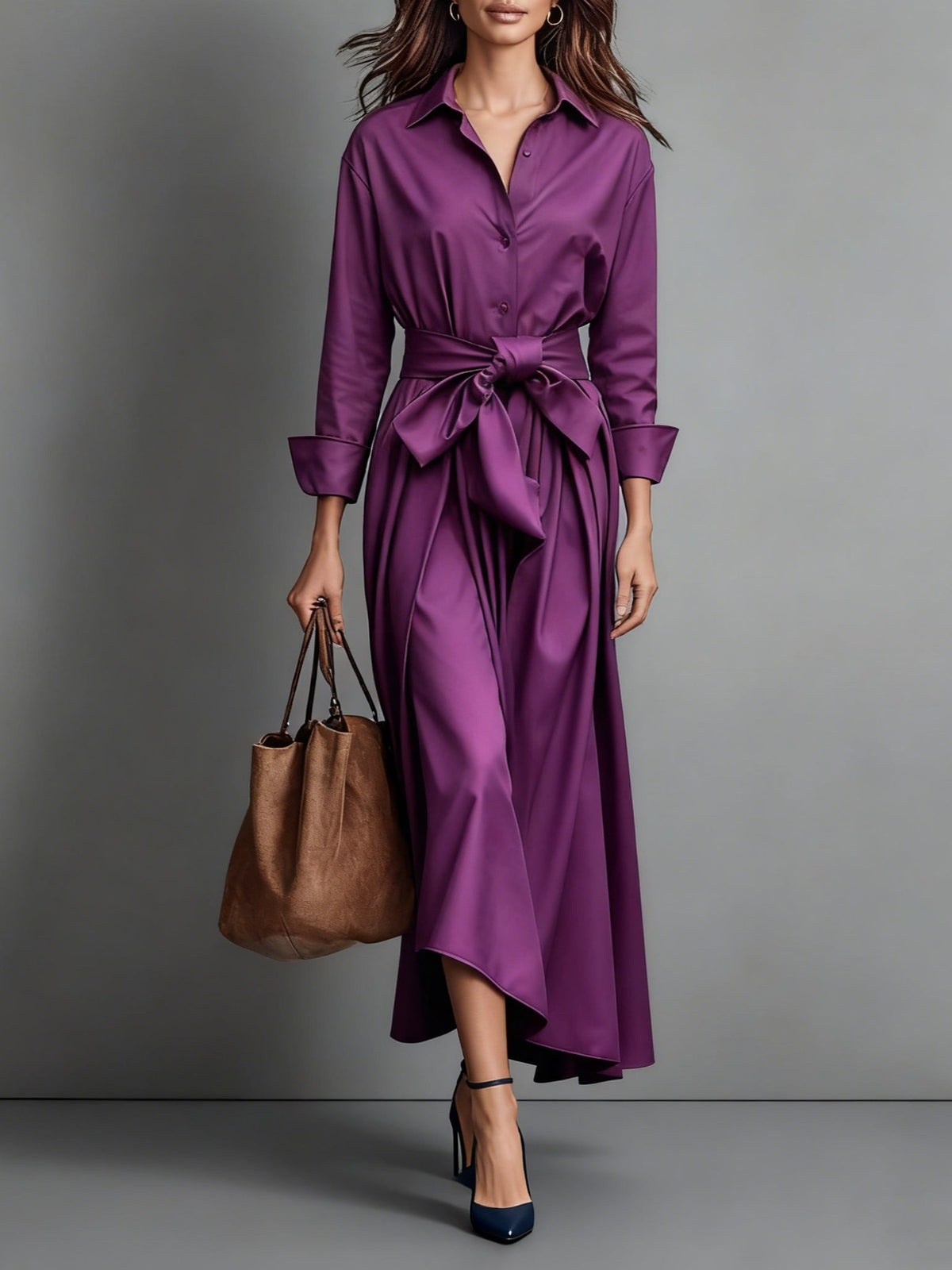 Abito Maxi Camicia Minimalista Classico