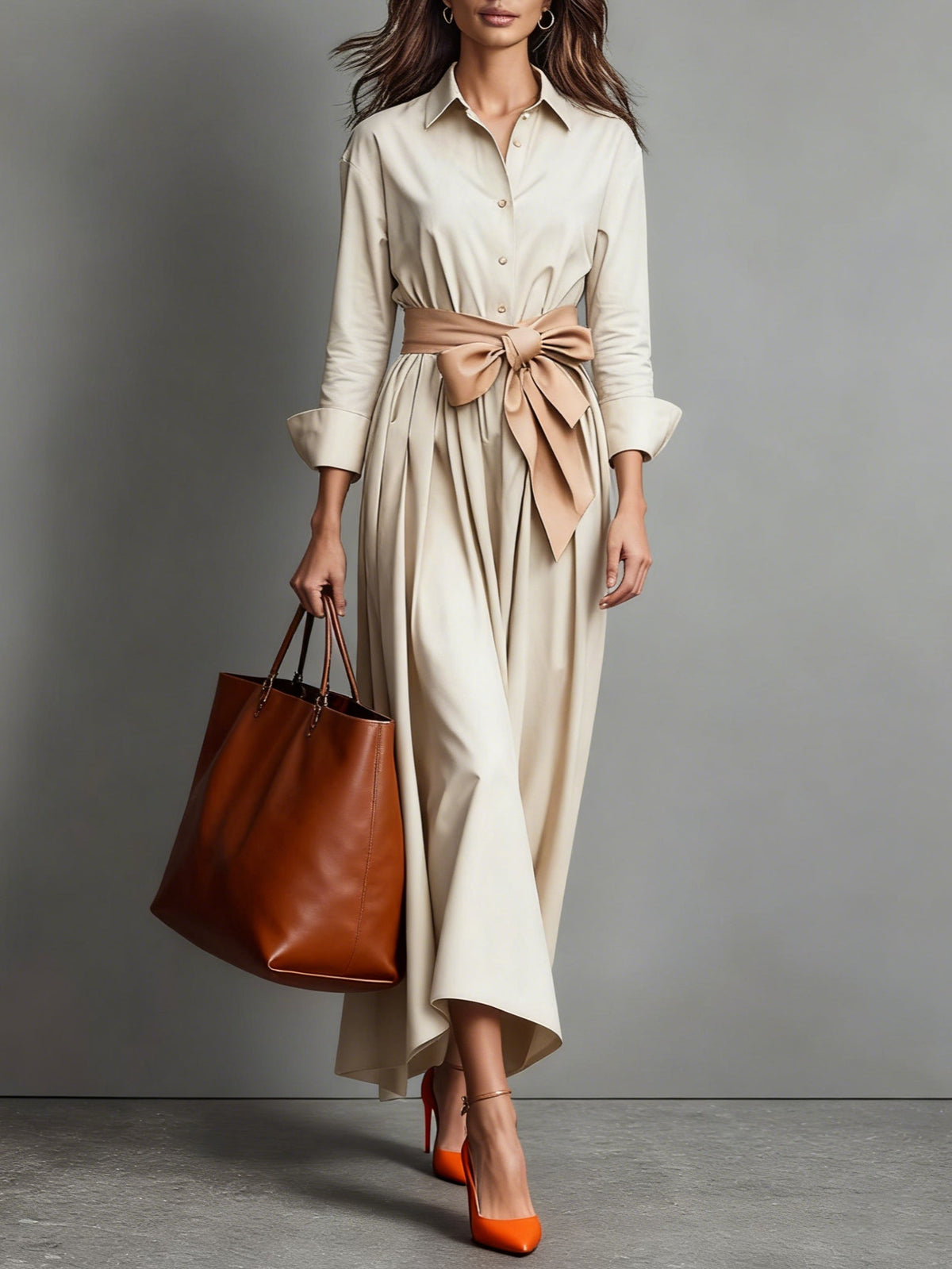 Abito Maxi Camicia Minimalista Classico