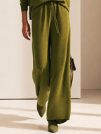 Emery | Set di Pantaloni a Gamba Larga con Collo a Cowl Verde Oliva a Maniche Lunghe
