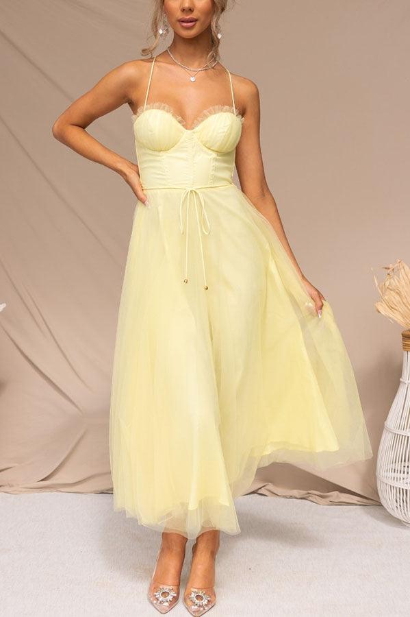 Abito Maxi da Festa con Bretelle in Chiffon per Principessa Moderna