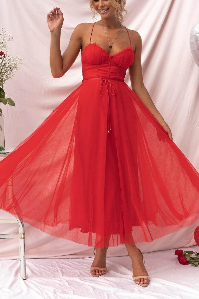 Abito Maxi da Festa con Bretelle in Chiffon per Principessa Moderna