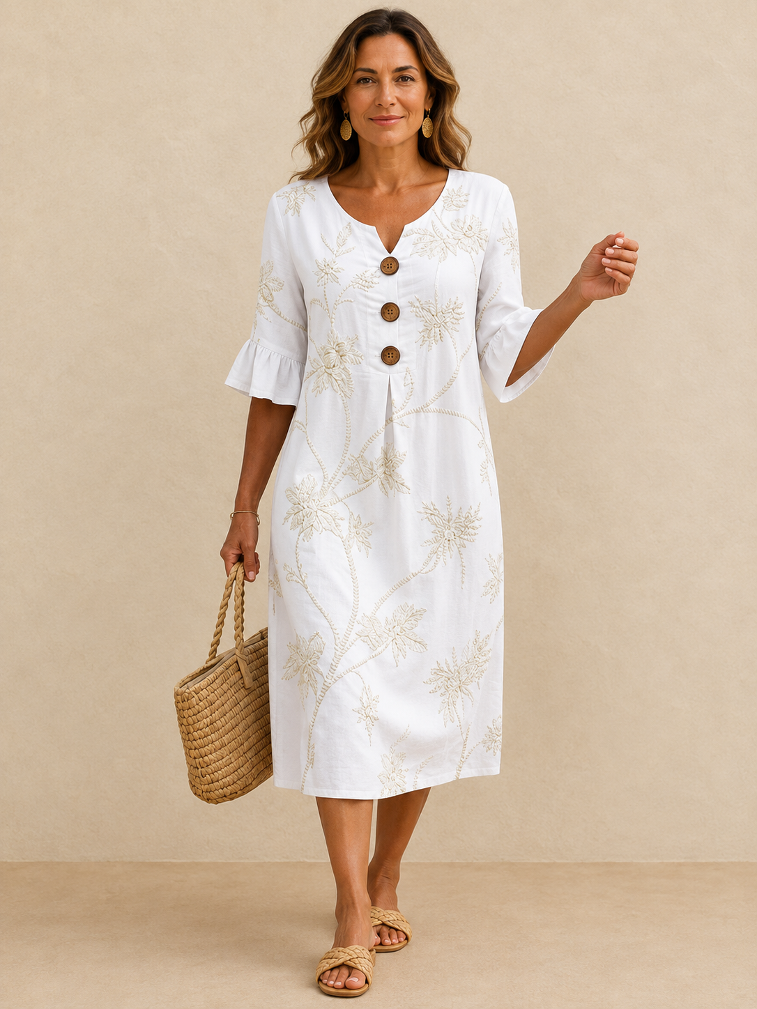 Fiorenza | Abito midi con ricamo floreale