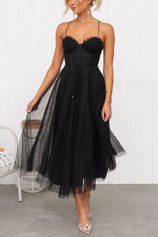 Abito Maxi da Festa con Bretelle in Chiffon per Principessa Moderna