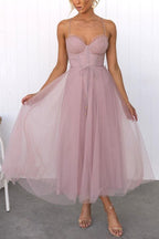 Abito Maxi da Festa con Bretelle in Chiffon per Principessa Moderna