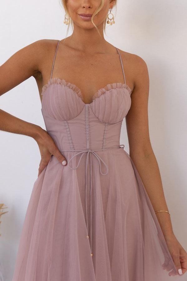 Abito Maxi da Festa con Bretelle in Chiffon per Principessa Moderna