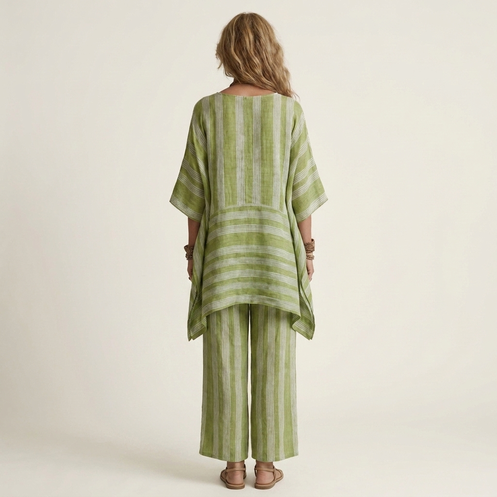 Alessia | Set in Cotone-Lino a Due Pezzi a Righe 5 colori