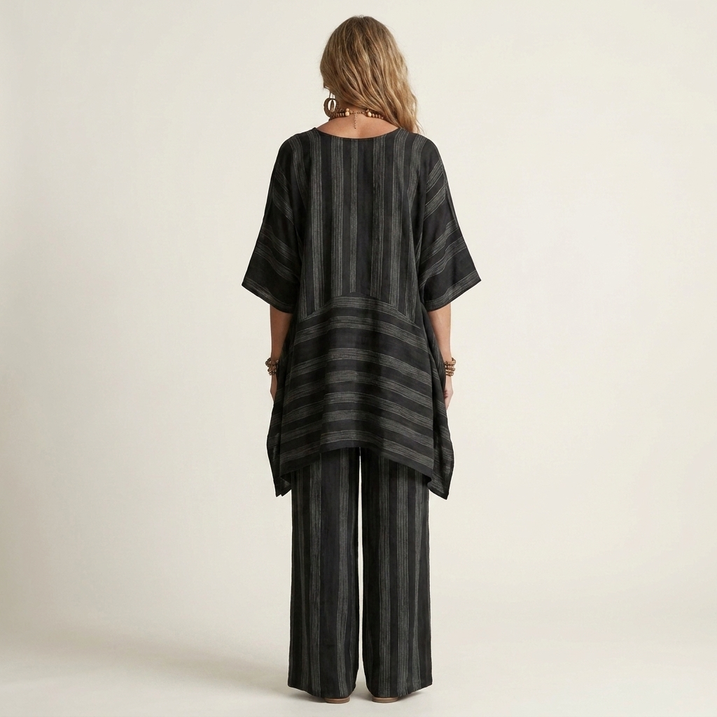 Alessia | Set in Cotone-Lino a Due Pezzi a Righe 5 colori