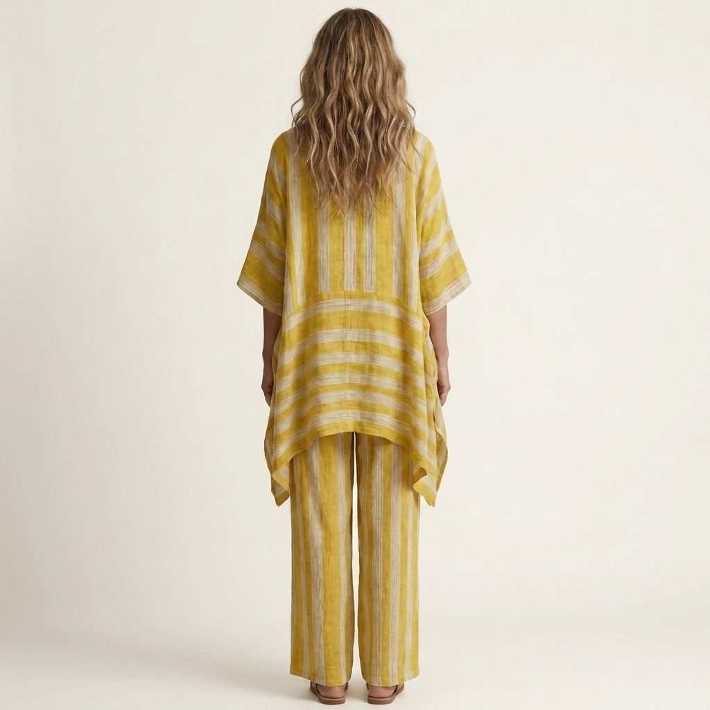 Alessia | Set in Cotone-Lino a Due Pezzi a Righe 5 colori