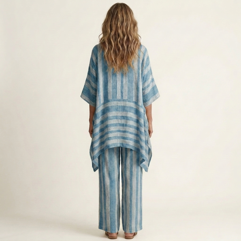 Alessia | Set in Cotone-Lino a Due Pezzi a Righe 5 colori