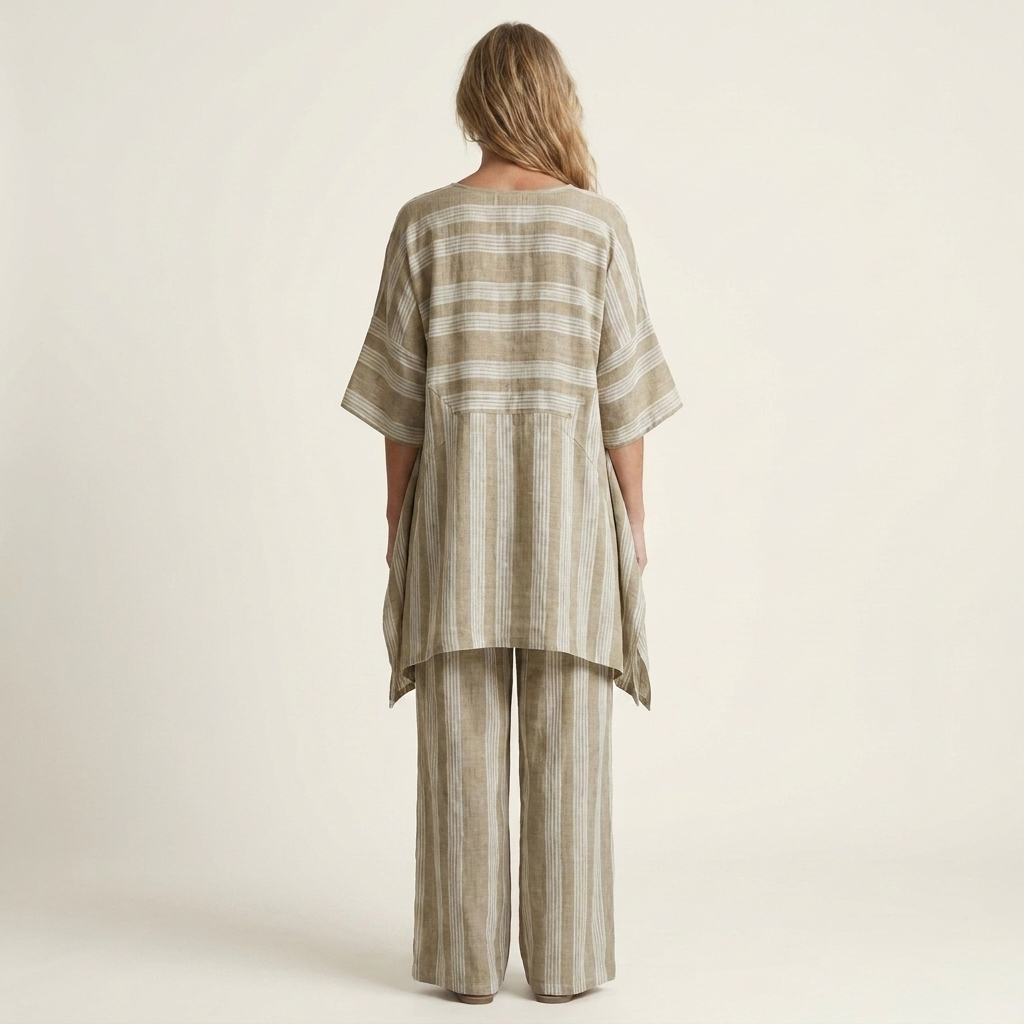 Alessia | Set in Cotone-Lino a Due Pezzi a Righe 5 colori
