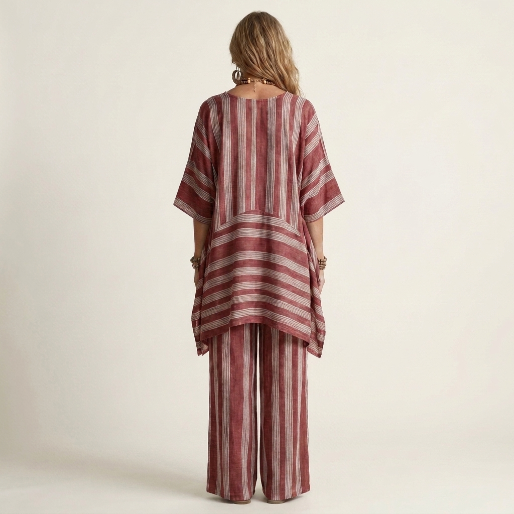 Alessia | Set in Cotone-Lino a Due Pezzi a Righe 5 colori
