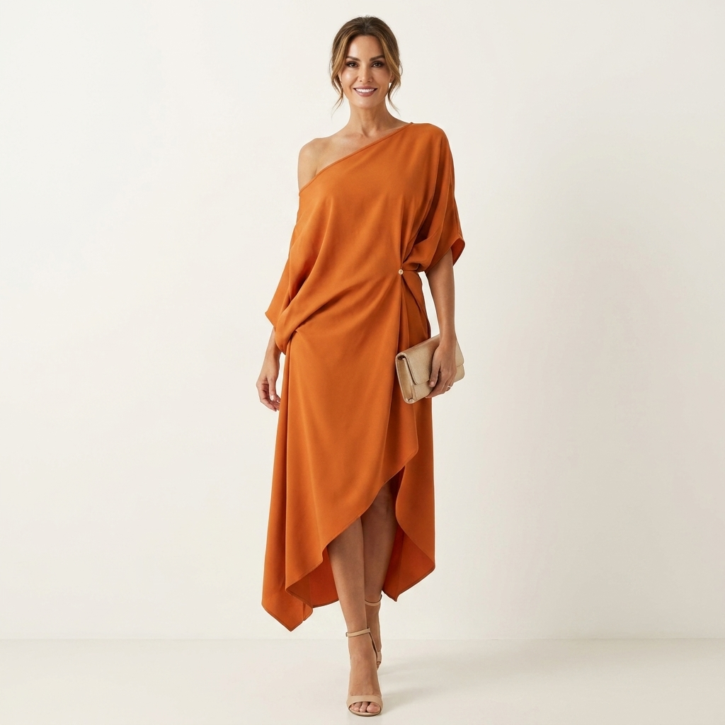 Tamara | Abito Asimmetrico Drappeggiato a Spalla Unica