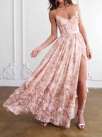 Abito Maxi Con Balze Floreale