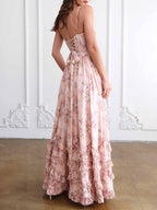 Abito Maxi Con Balze Floreale