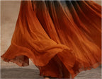Paula | Abito Maxi in Chiffon Sfumato Blu e Ruggine