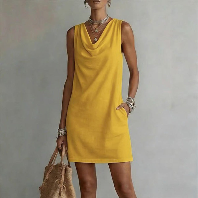 Beatrice | Abito mini slim con scollo drappeggiato, 11 colori