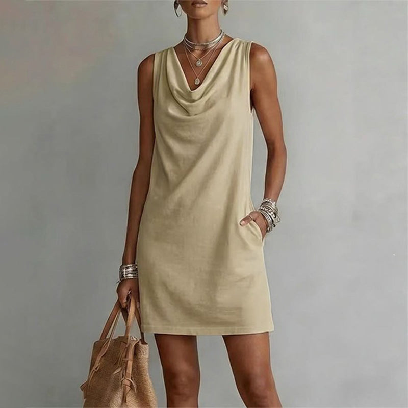 Beatrice | Abito mini slim con scollo drappeggiato, 11 colori