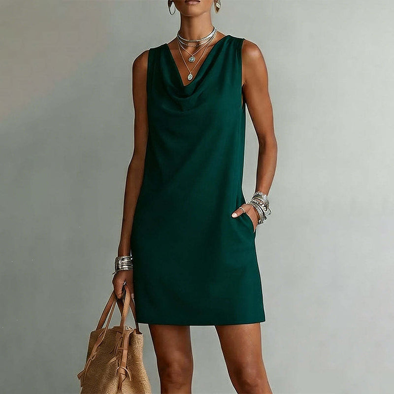 Beatrice | Abito mini slim con scollo drappeggiato, 11 colori