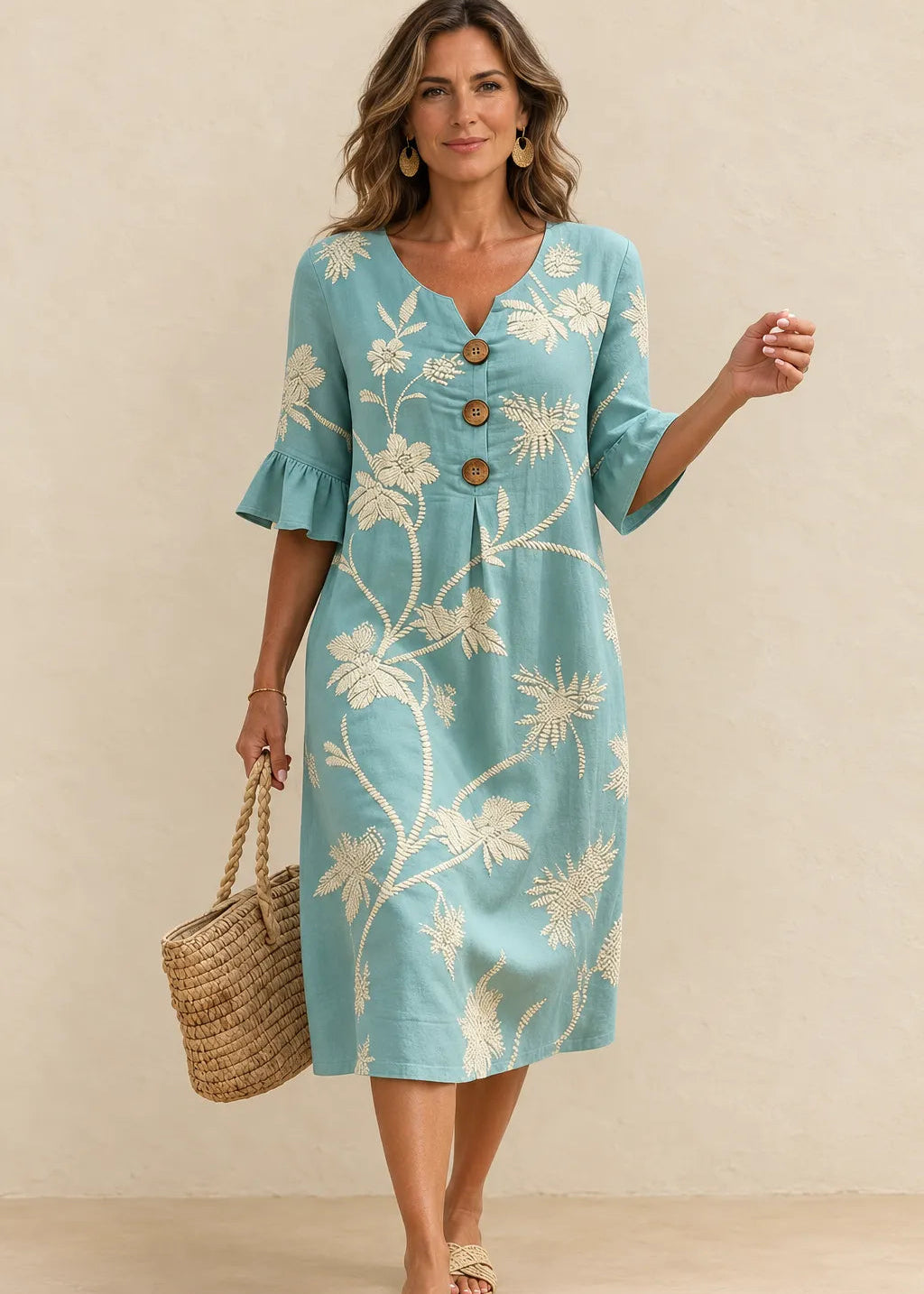 Fiorenza | Abito midi con ricamo floreale